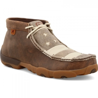 Twisted X Mens VFW Driving Moc Moccasin Brown - Ivory