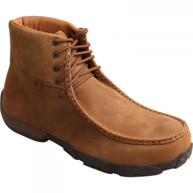Twisted X Mens 6" Driving Moc Moccasin Distressed Saddle
