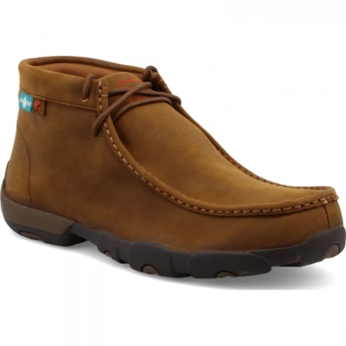 Twisted X Mens Driving Moc Chukka Boot Distressed Saddle