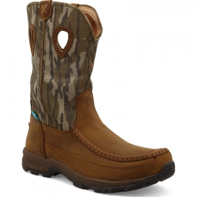 Twisted X Mens 11" Pull-On Boot Brown Mossy Oak&Reg; Bottomland&Reg; Camo - Distressed Saddle