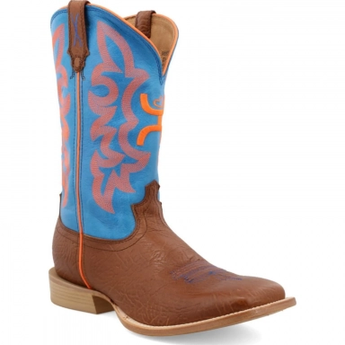 Twisted X Mens 12" Hooey Boot Cognac Bullhide/Neon Blue