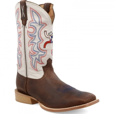 Twisted X Mens 12" Hooey Boot Brown - White