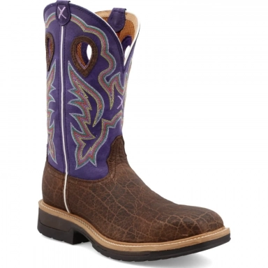 Twisted X Mens 12" Work Boot Brown - Purple