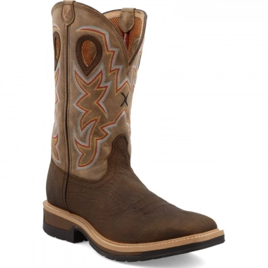 Twisted X Mens 12" Western Work Boot Taupe/Bomber