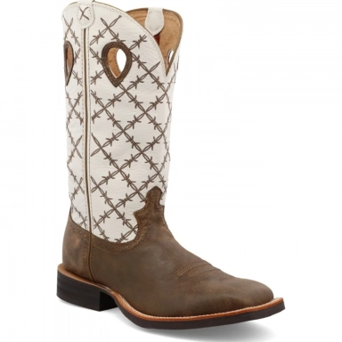 Twisted X Mens 14" Ruff Stock Cowboy Boot Bomber/White