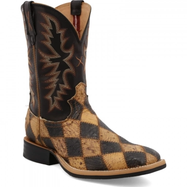 Twisted X Mens 11" Ruff Stock Ostrich/Black