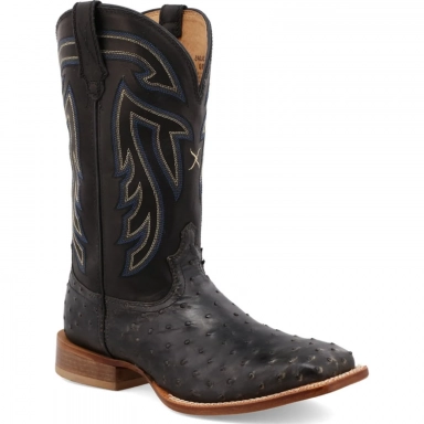 Twisted X Mens 11" Ruff Stock Black Ostrich/Black