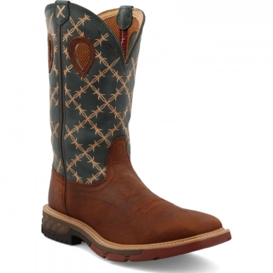 Twisted X Mens 12" Western Work Boot Mocha - Slate MXB0005
