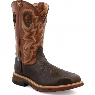 Twisted X Mens 12" Western Work Boot Smokey Chocolate - Spice MXBAW02