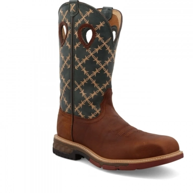 Twisted X Mens 12" Western Work Boot Mocha - Slate MXBN002