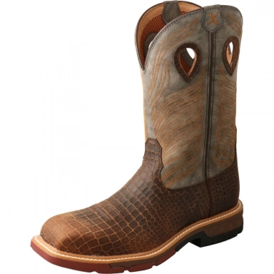 Twisted X Mens 12" Western Work Boot Brown - Grey