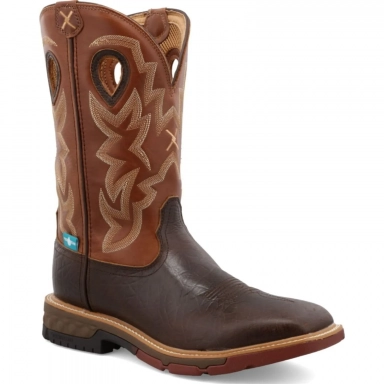 Twisted X Mens 12" Western Work Boot Smokey Chocolate - Spice MXBW002