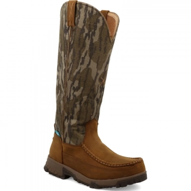 Twisted X Mens 17" Snake Boot Mossy Oak Bottomland Camo/Brown