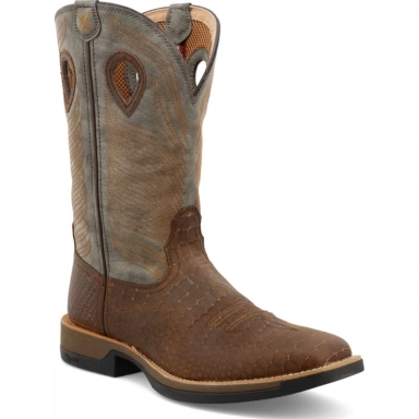 Twisted X Mens 12" Tech Work Boot Brown - Grey