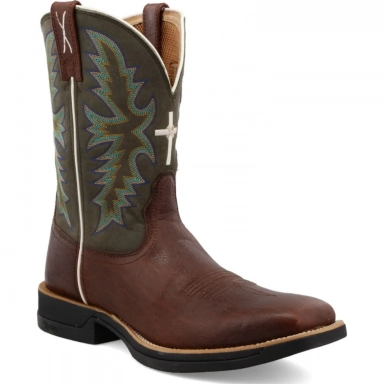Twisted X Mens 11" Tech Boot Brown - Green