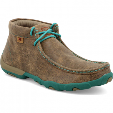 TwistedX Womens Driving Moccasin Bomber Turquoise WDM0020