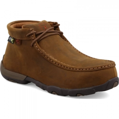 Twisted X Womens Driving Moc Chukka Boot Distressed Saddle WDMCTM1