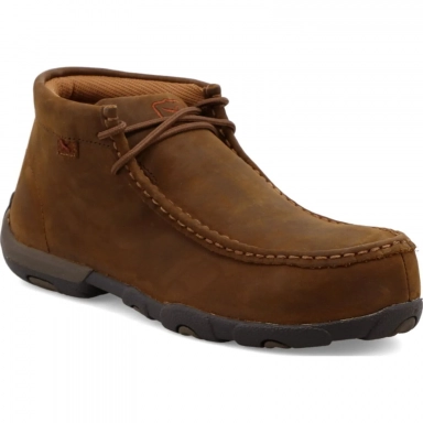 Twisted X Womens Driving Moc Chukka Boot Distressed Saddle WDMST01