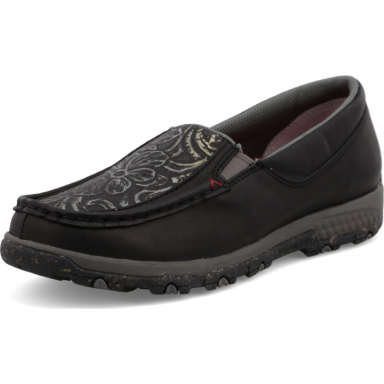 TwistedX Womens Slip-On Driving Moc Black & Tooled Black WXC0014