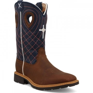 Twisted X Kids Cowboy Work Western Boot Mocha - Navy
