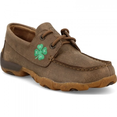 Twisted X Kids Boat Shoe Driving Moc Shoe Bomber - Kelly Green