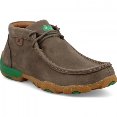 Twisted X Kids Chukka Driving Moc Shoe Deep Taupe - Kelly Green
