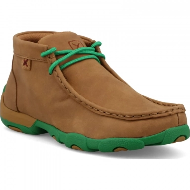 Twisted X Kids Chukka Driving Moc Shoe Burnt Sand - Kelly Green
