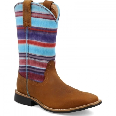 Twisted X Kids Hooey Boot Distressed Saddle - Blue Multi