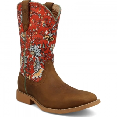 Twisted X Kids Hooey Boot Rustic Brown - Red Floral