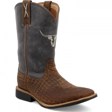 Twisted X Kids Top Hand Boot Chocolate - Dusty Blue