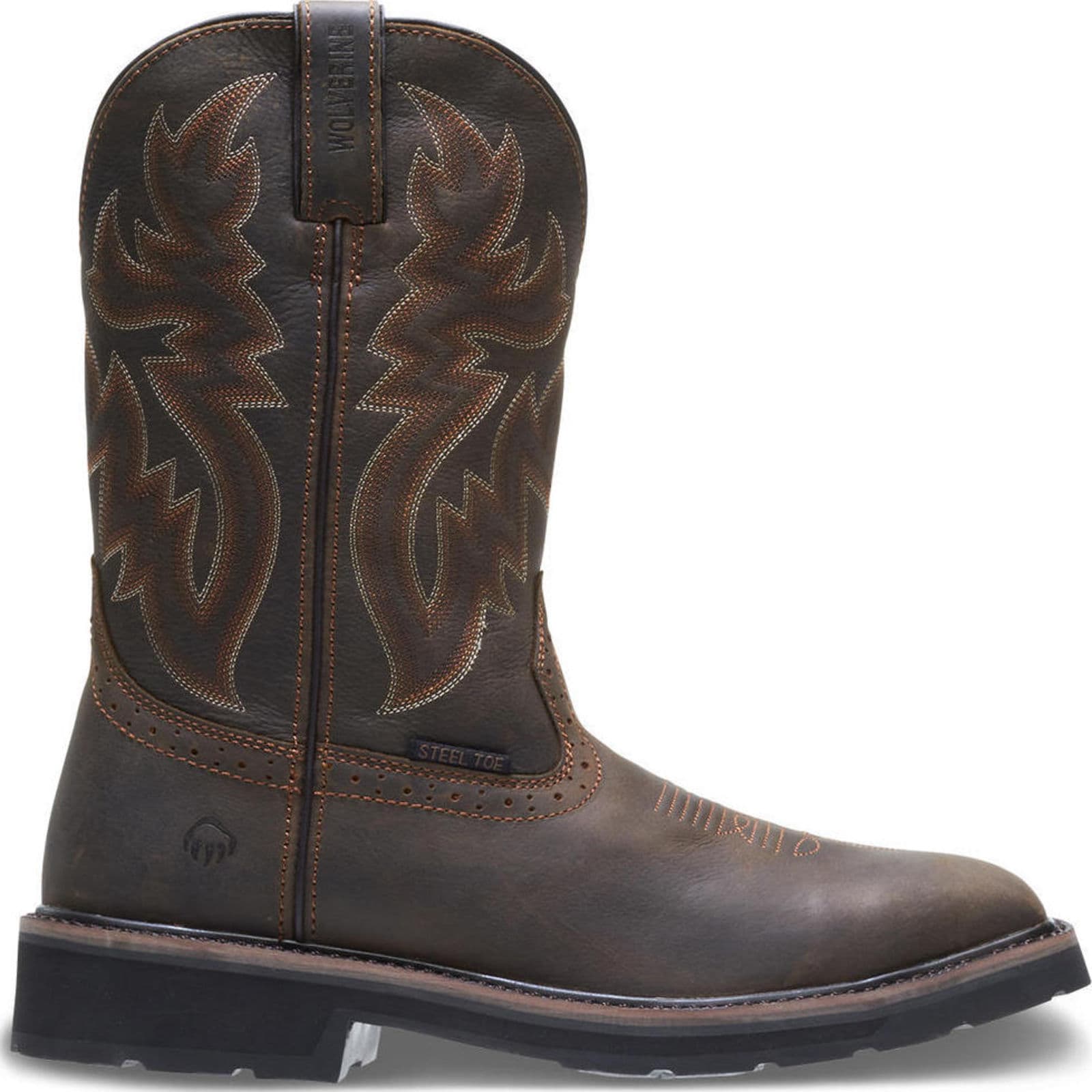 wolverine men's rancher square toe work boots