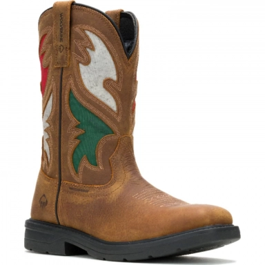 Wolverine Mens Steel Toe Rancher Flag Boot Brownflag